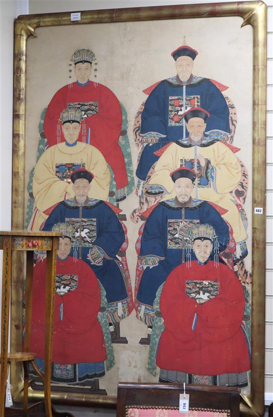 Chinese School, late Qing dynasty, watercolour and gouache, Ancestor portrait, 147 x 91cm